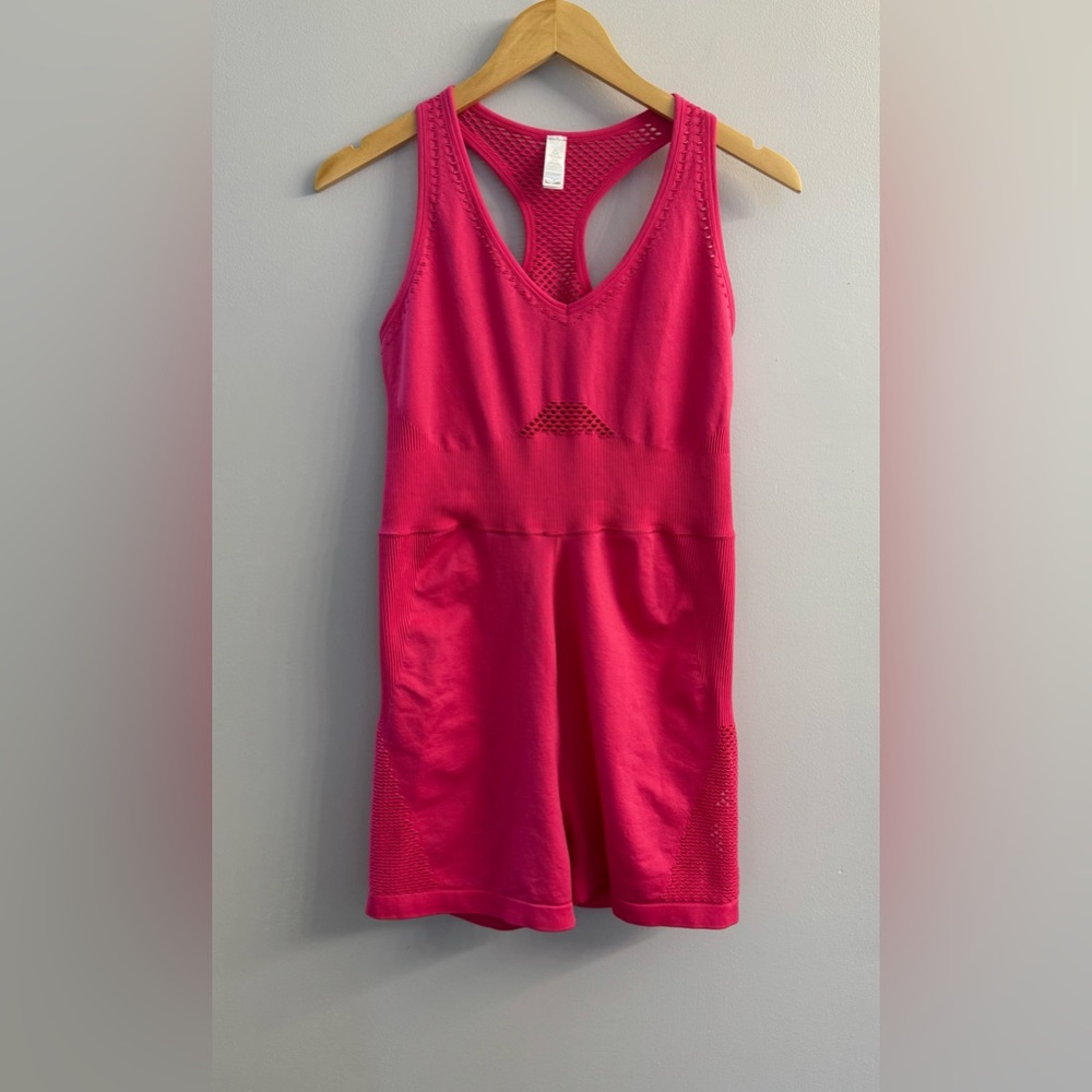 Offline By Aerie Seamless Mesh Short Pink Romper Sz XL Athleisure Gym NWOT